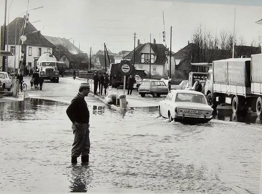 Von der Lauter überfluteter Grenzübergang, 1970