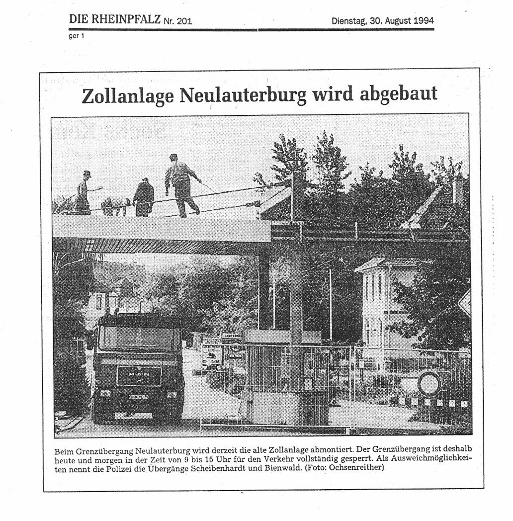 Mit dem endgültigen Abbau der Zollanlage ist auch das Erscheinungsbild des Zollüberganges Geschichte

