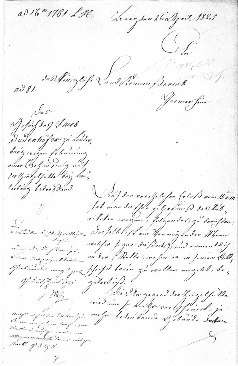 Bauantrag von 1825